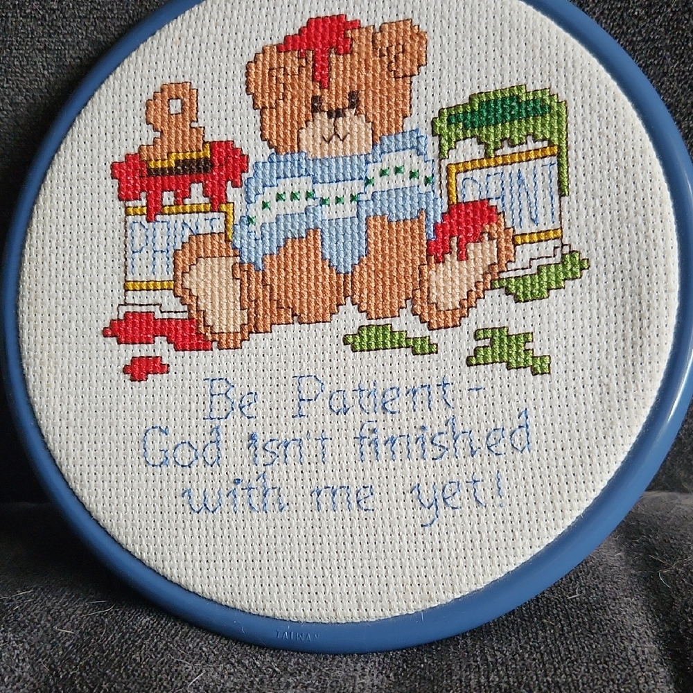 Teddy Bear Cross Stitch Wall Art